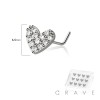 12PCS OF MULTI CZ HEART 316L SURGICAL STEEL L-SHAPE NOSE BOX